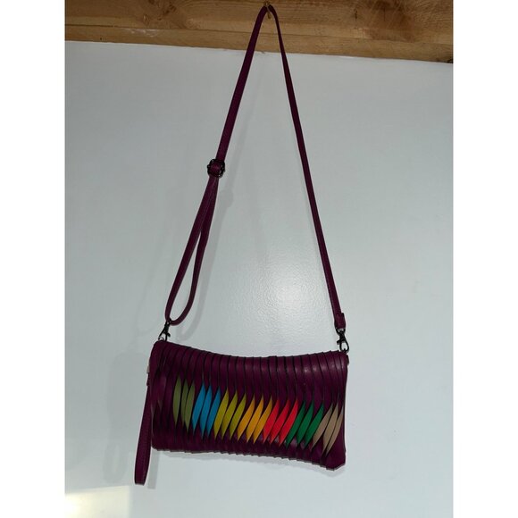 Mellow World Women's Colorful Slit Crossbody Bag With Adjustable Strap 11"x6" - Picture 1 of 6